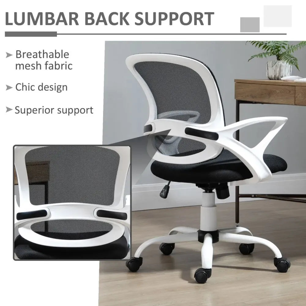 Mesh Home Office Chair Swivel Desk Task PC Chair w/ Lumbar Support, Arm, Black - Office Chair from Vinsetto