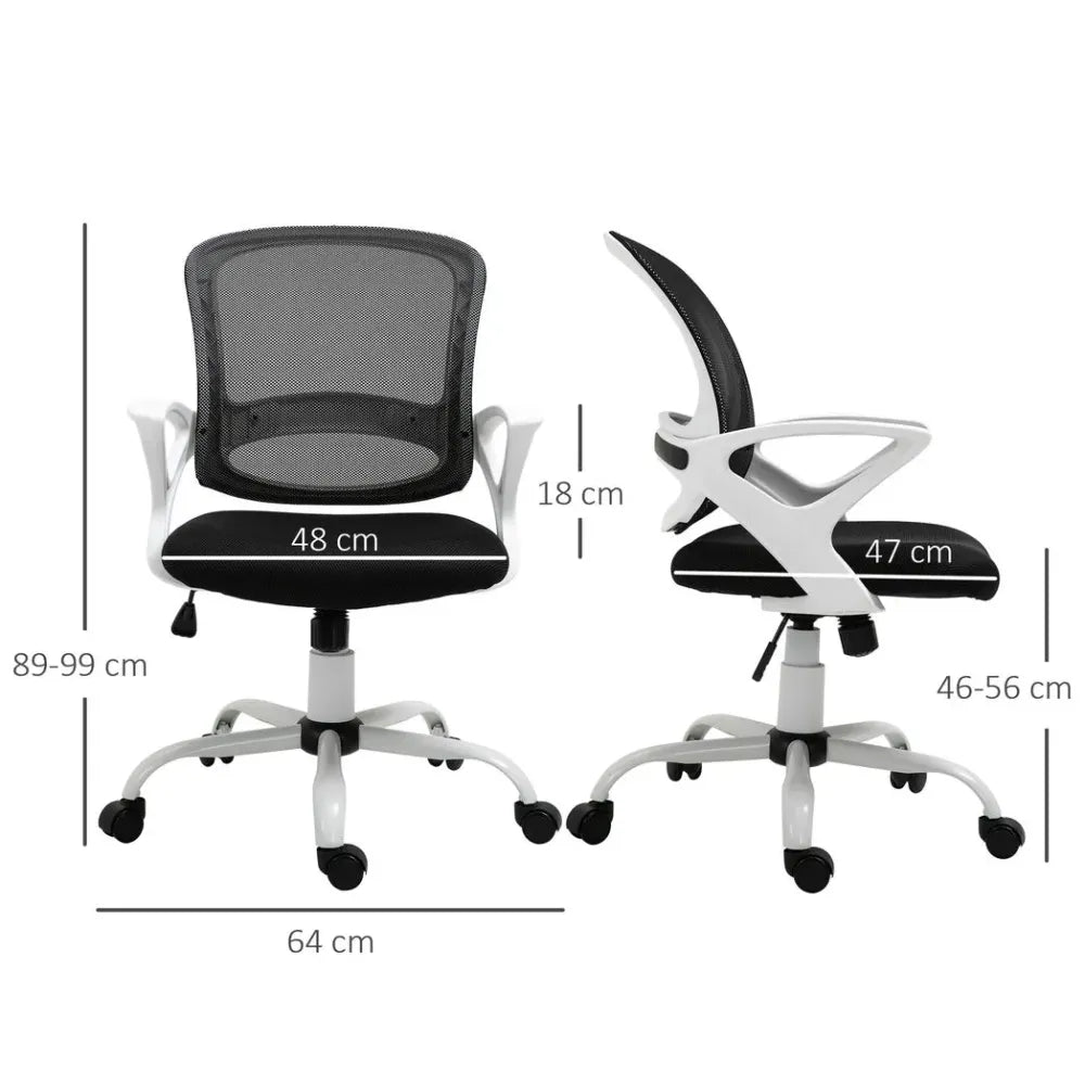 Mesh Home Office Chair Swivel Desk Task PC Chair w/ Lumbar Support, Arm, Black - Office Chair from Vinsetto
