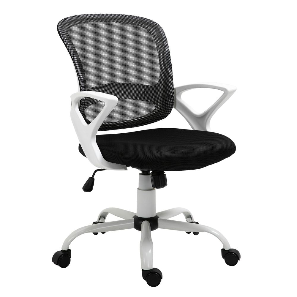 Mesh Home Office Chair Swivel Desk Task PC Chair w/ Lumbar Support, Arm, Black - Office Chair from Vinsetto