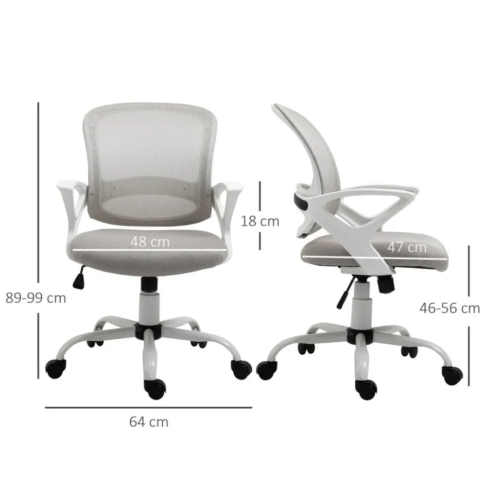 Mesh Home Office Chair Swivel Desk Task PC Chair w/ Lumbar Support, Arm, Grey - Office Chair from Vinsetto