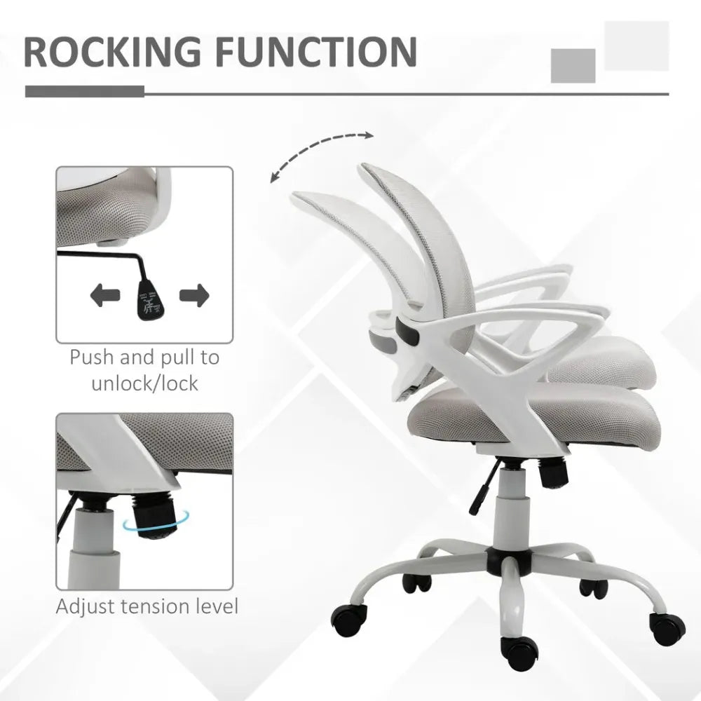 Mesh Home Office Chair Swivel Desk Task PC Chair w/ Lumbar Support, Arm, Grey - Office Chair from Vinsetto