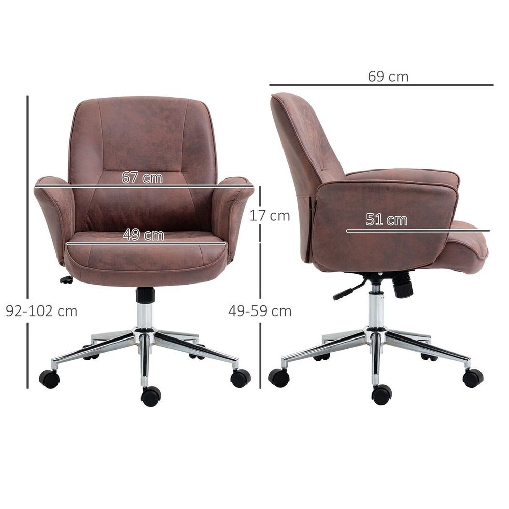 Microfibre Office Chair Desk Chair with Swivel Wheels Tilt Function, Red - Office Chair from Vinsetto