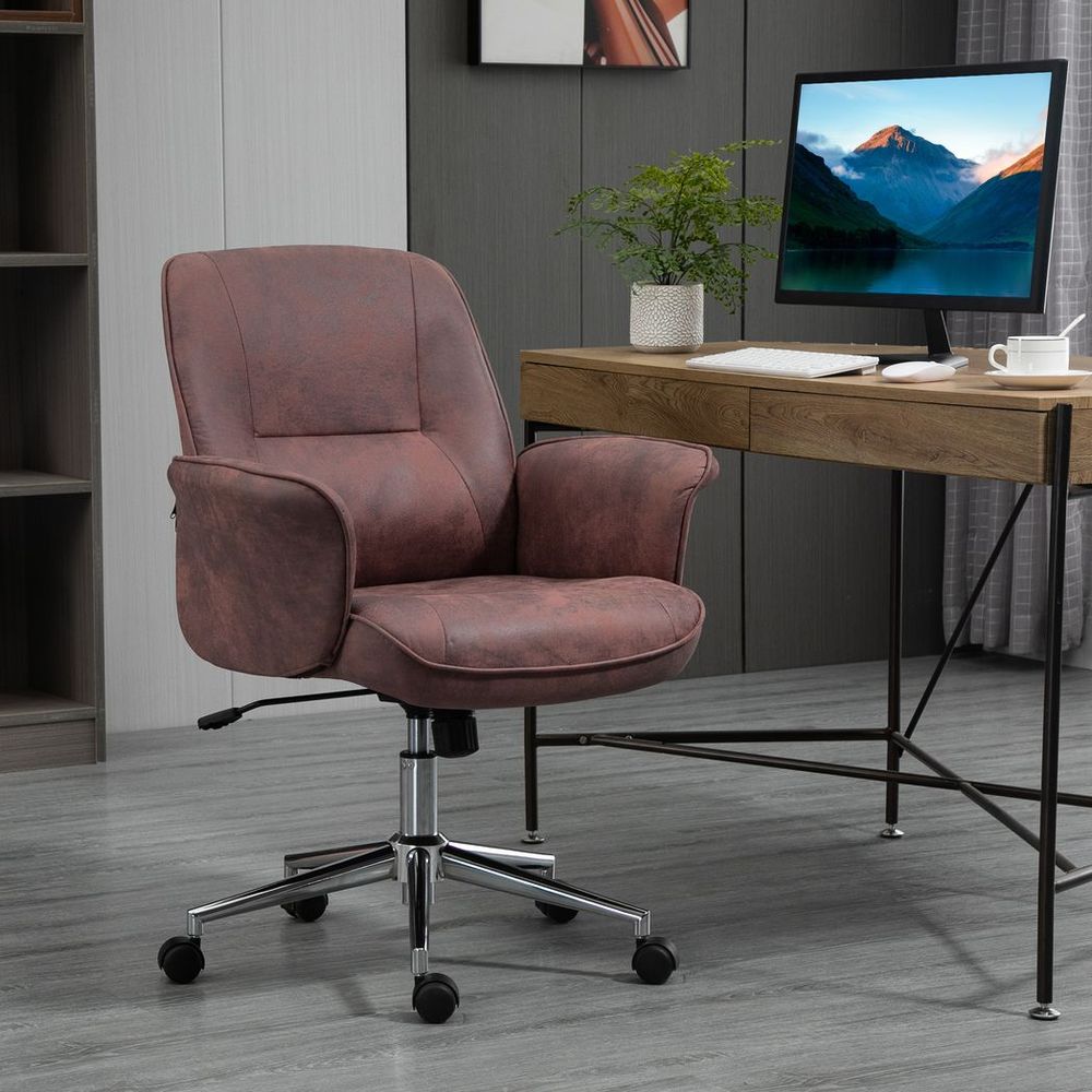 Microfibre Office Chair Desk Chair with Swivel Wheels Tilt Function, Red - Office Chair from Vinsetto