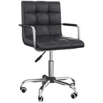 Mid Back PU Leather Home Office Chair Swivel Desk Chair with Arm, Wheel, Black - Office Chair from Vinsetto