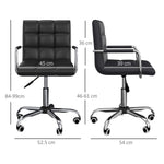Mid Back PU Leather Home Office Chair Swivel Desk Chair with Arm, Wheel, Black - Office Chair from Vinsetto