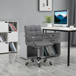 Mid Back PU Leather Home Office Chair Swivel Desk Chair with Arm, Wheel, Grey - Office Chair from Vinsetto