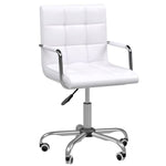 Mid Back PU Leather Home Office Chair Swivel Desk Chair with Arm, Wheel, White - Office Chair from Vinsetto