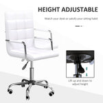 Mid Back PU Leather Home Office Chair Swivel Desk Chair with Arm, Wheel, White - Office Chair from Vinsetto