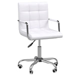 Mid Back PU Leather Home Office Chair Swivel Desk Chair with Arm, Wheel, White - Office Chair from Vinsetto