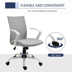 Office Chair Linen Swivel Computer Desk Chair Home Study Task Chair, Light Grey - Office Chair from Vinsetto