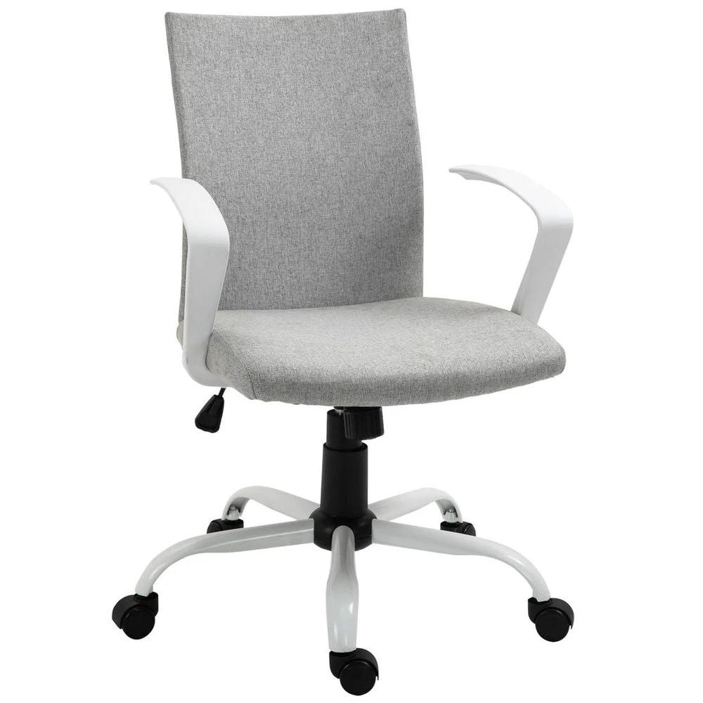 Vinsetto Office Chair Linen Swivel Computer Desk Chair Home Study Task Chair, Light Grey - Office Chair
