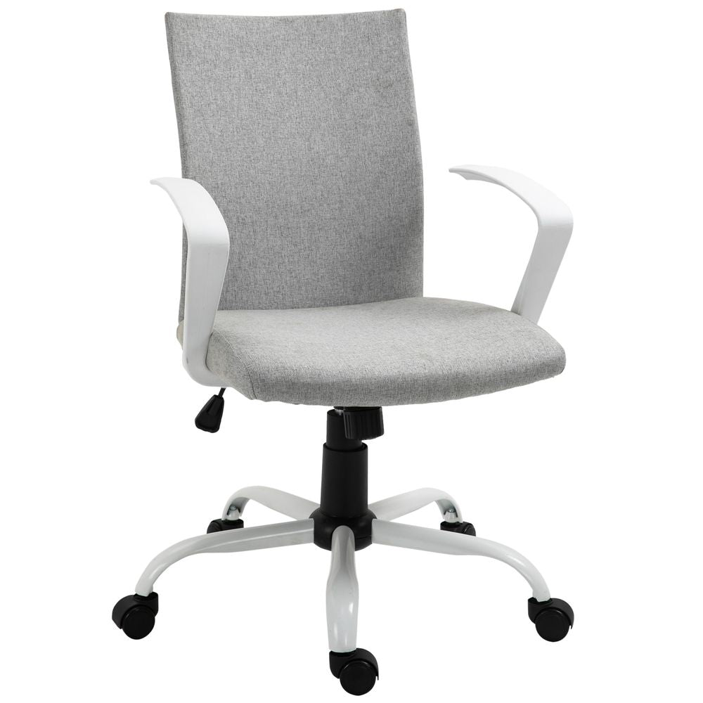 Office Chair Linen Swivel Computer Desk Chair Home Study Task Chair, Light Grey - Office Chair from Vinsetto