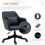 Office Chair with Rechargeable Electric Vibration Massage Lumbar Pillow, Wheels - Office Chair from Vinsetto