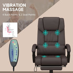 PU Leather Massage Office Chair with 6 Vibration Points Adjustable Height Brown - Office Chair from Vinsetto
