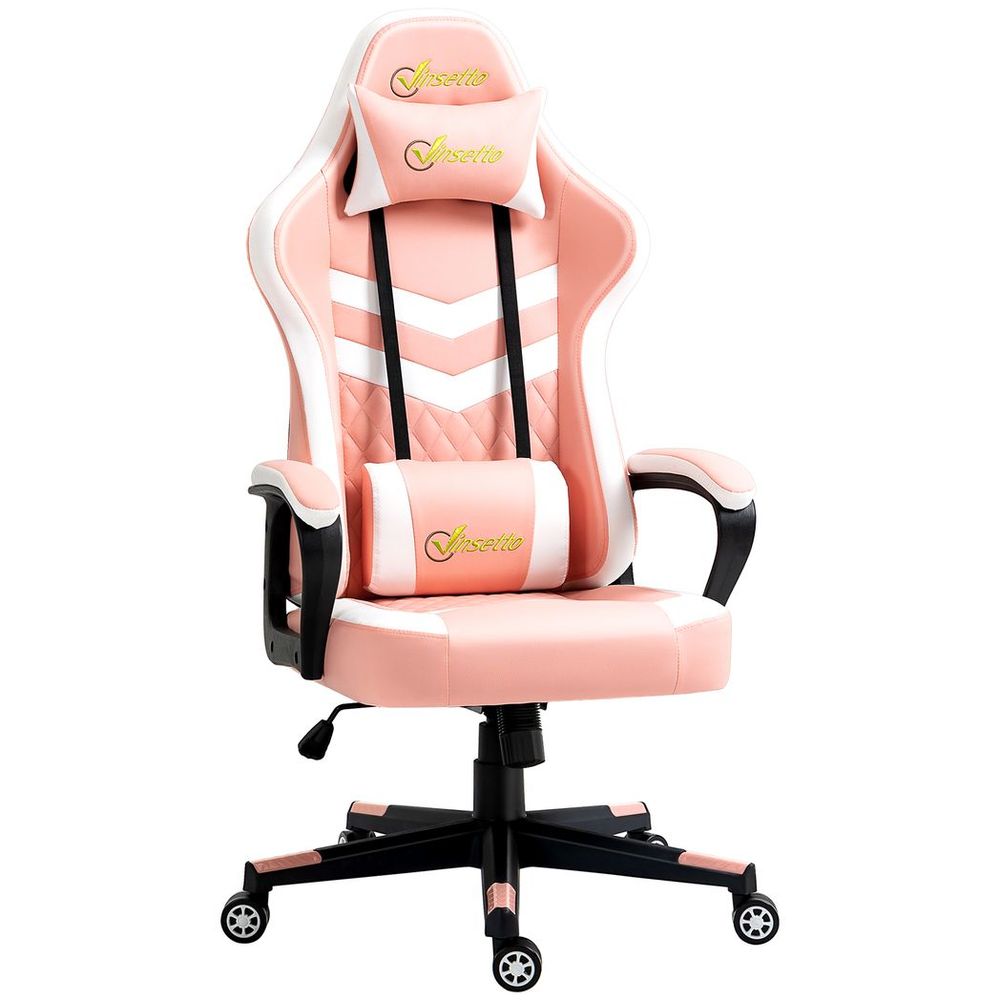 Racing Gaming Chair w/ Lumbar Support, Gamer Office Chair, Pink - Office Chair from Vinsetto