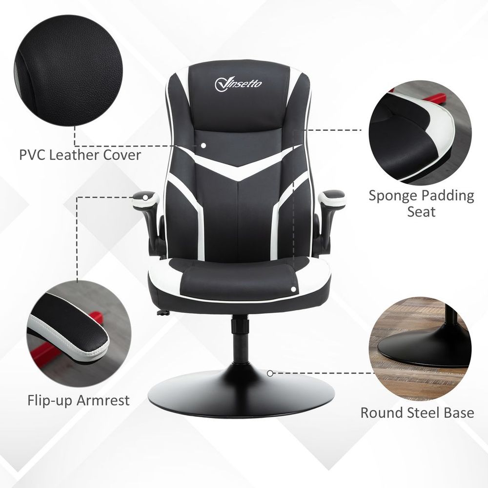 Racing Office Chair PVC Leather Computer Gaming Height Adjustable - Office Chair from Vinsetto