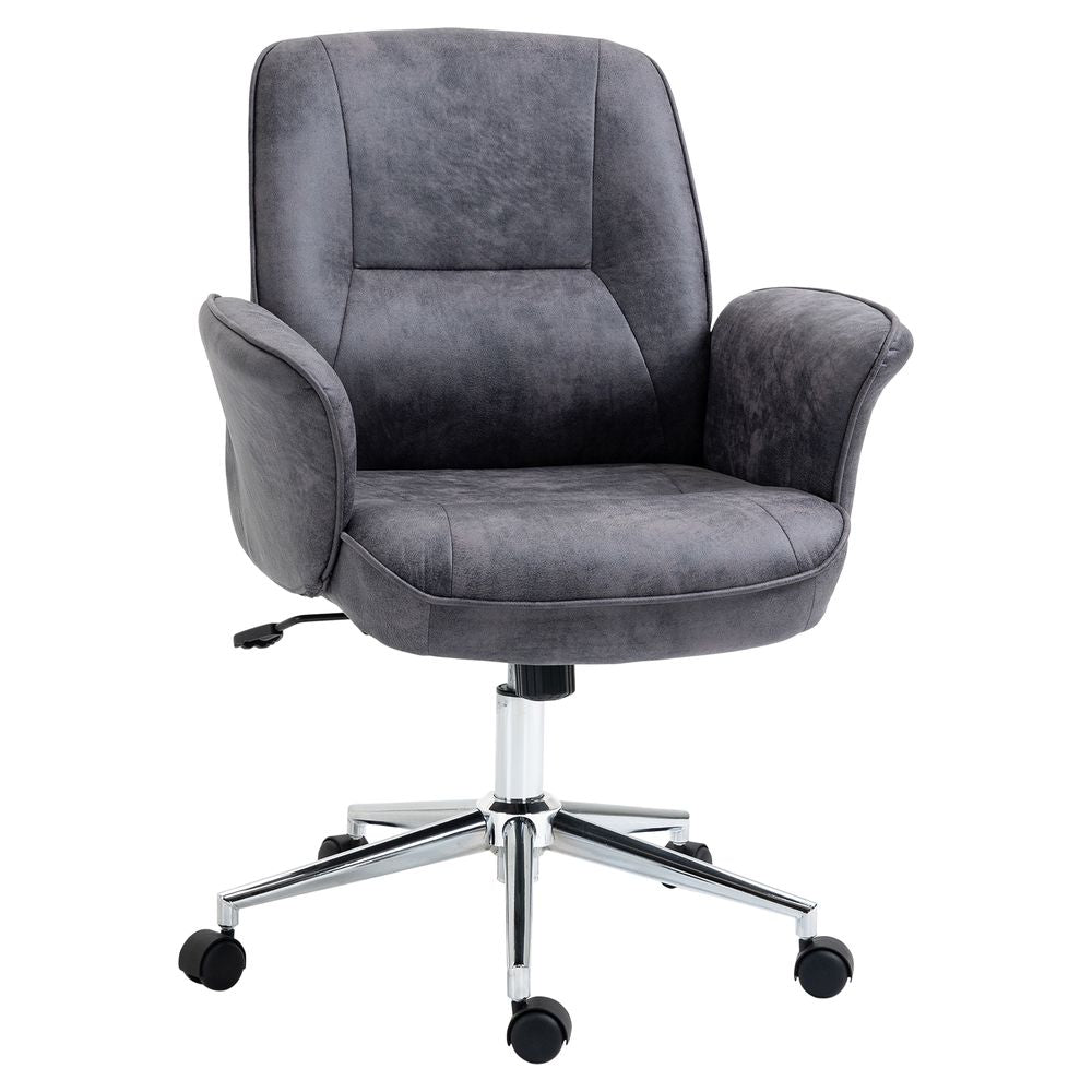 Swivel Computer Office Chair Mid Back Desk Chair for Home, Deep Grey - Office Chair from Vinsetto