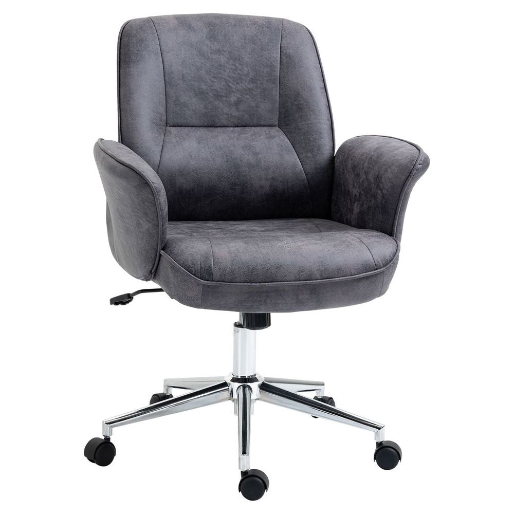 Swivel Computer Office Chair Mid Back Desk Chair for Home, Deep Grey - Office Chair from Vinsetto