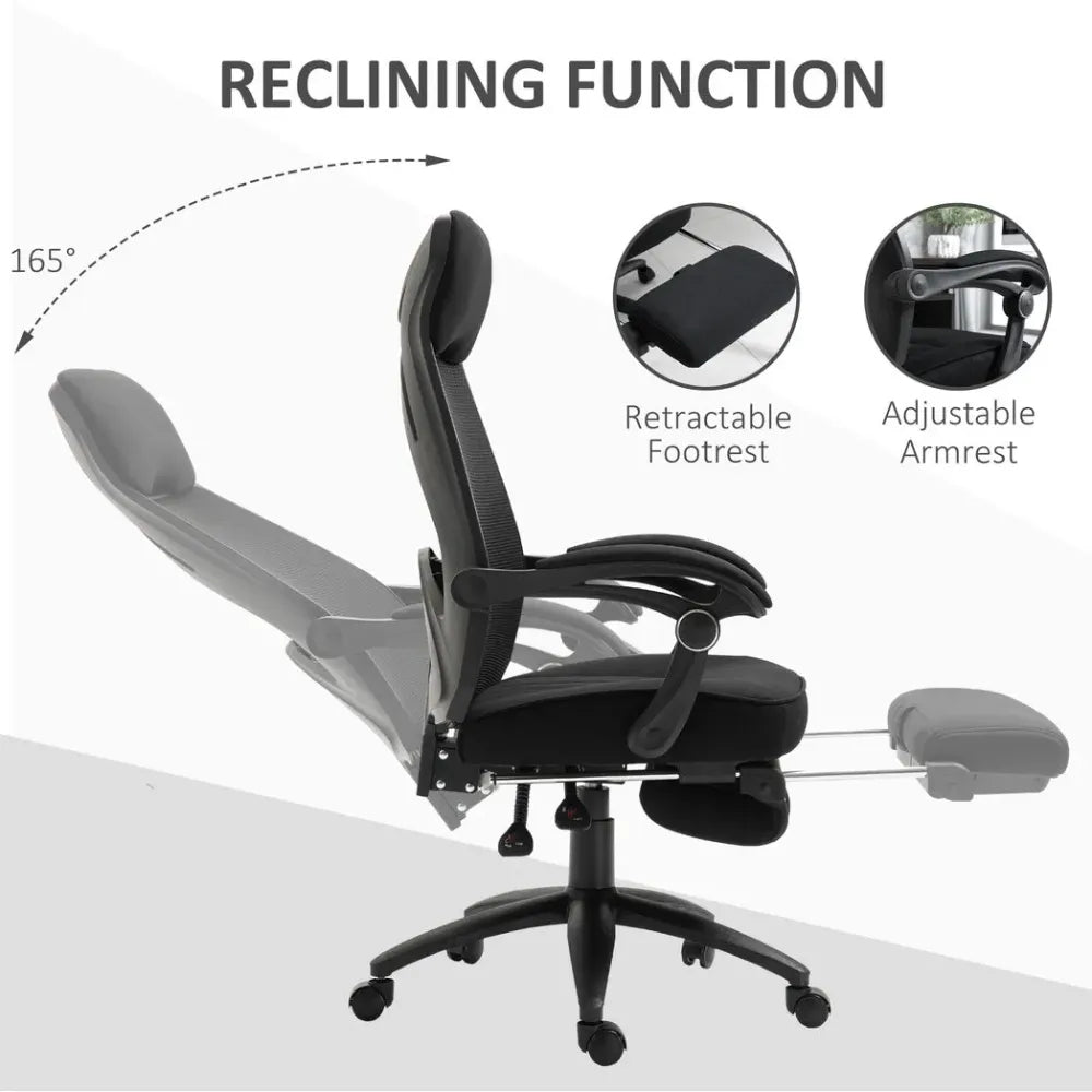 Swivel Office Chair Recliner Lunch Break Chair Adjustable Height w/ Footrest - Office Chair from Vinsetto