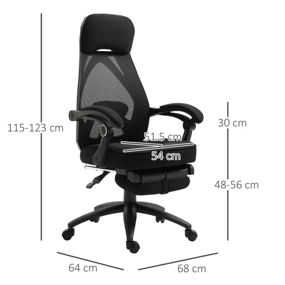 Swivel Office Chair Recliner Lunch Break Chair Adjustable Height w/ Footrest - Office Chair from Vinsetto