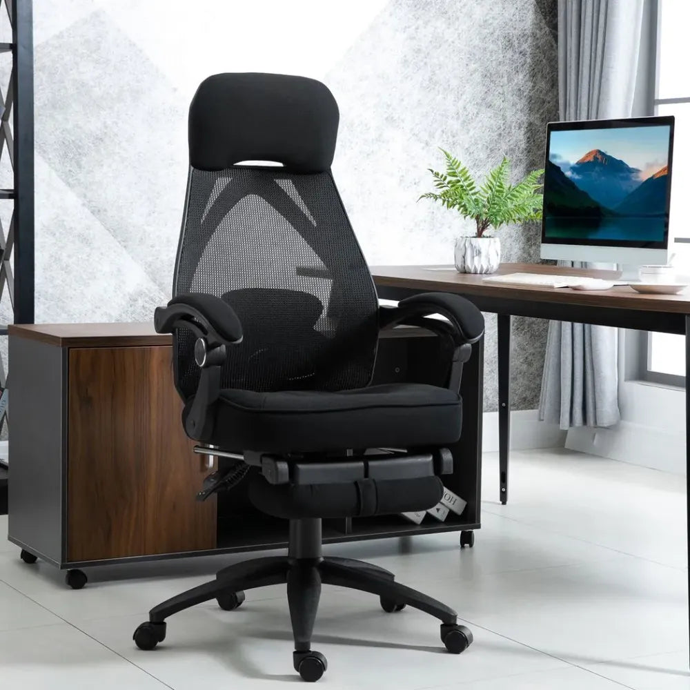 Swivel Office Chair Recliner Lunch Break Chair Adjustable Height w/ Footrest - Office Chair from Vinsetto