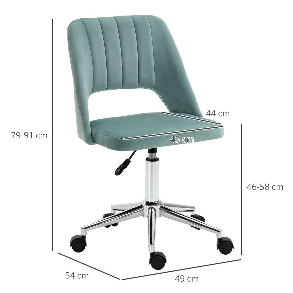 Swivel Office Chair Velvet Fabric Scallop Shape Computer Desk Chair Green - Office Chair from Vinsetto
