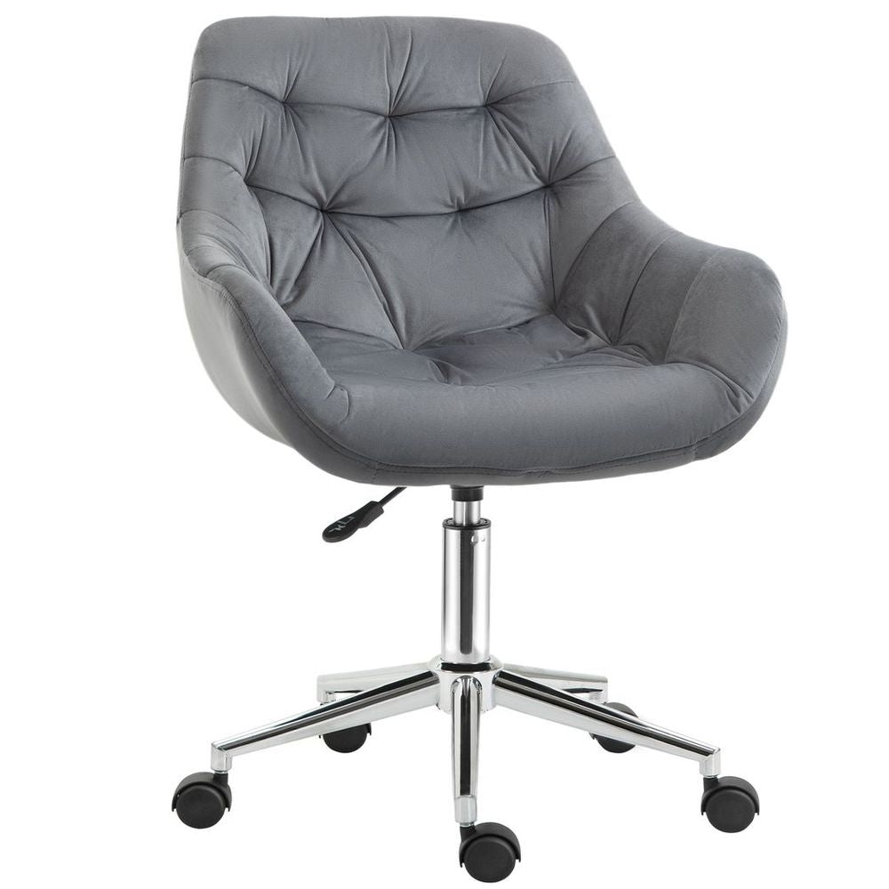 Velvet Home Office Chair Comfy Desk Chair w/ Adjustable Height Armrest Dark Grey - Office Chair from Vinsetto
