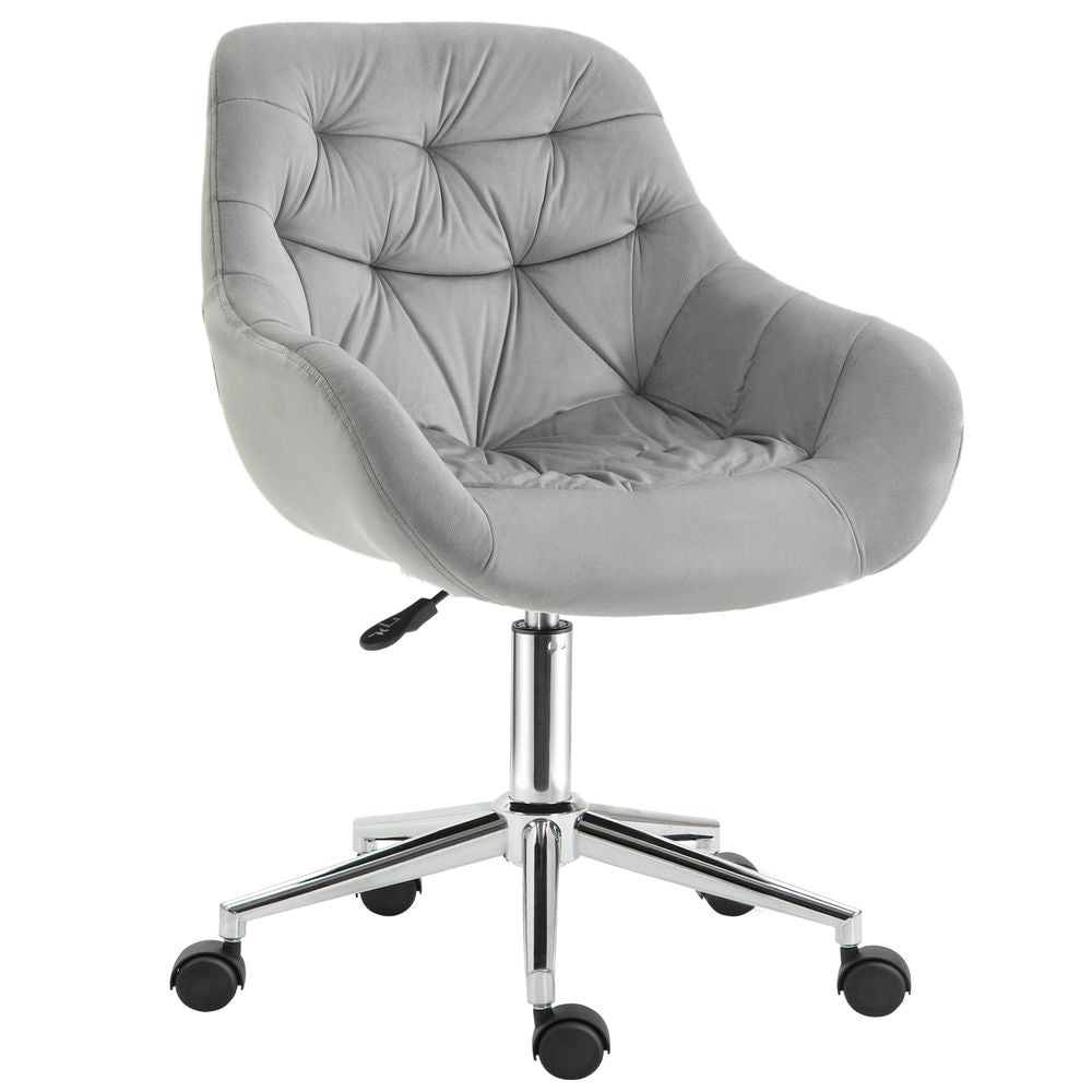 Velvet Home Office Chair Comfy Desk Chair w/ Adjustable Height Armrest Grey - Office Chair from Vinsetto