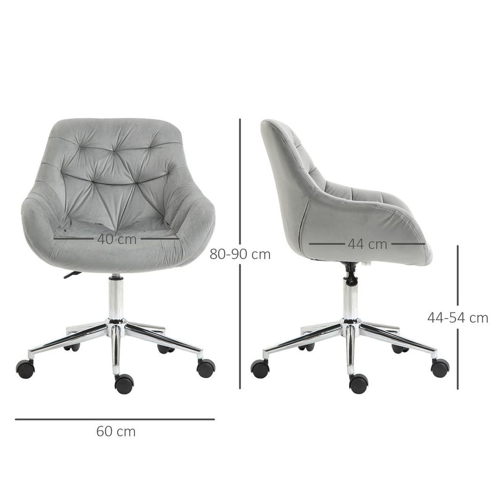 Velvet Home Office Chair Comfy Desk Chair w/ Adjustable Height Armrest Grey - Office Chair from Vinsetto