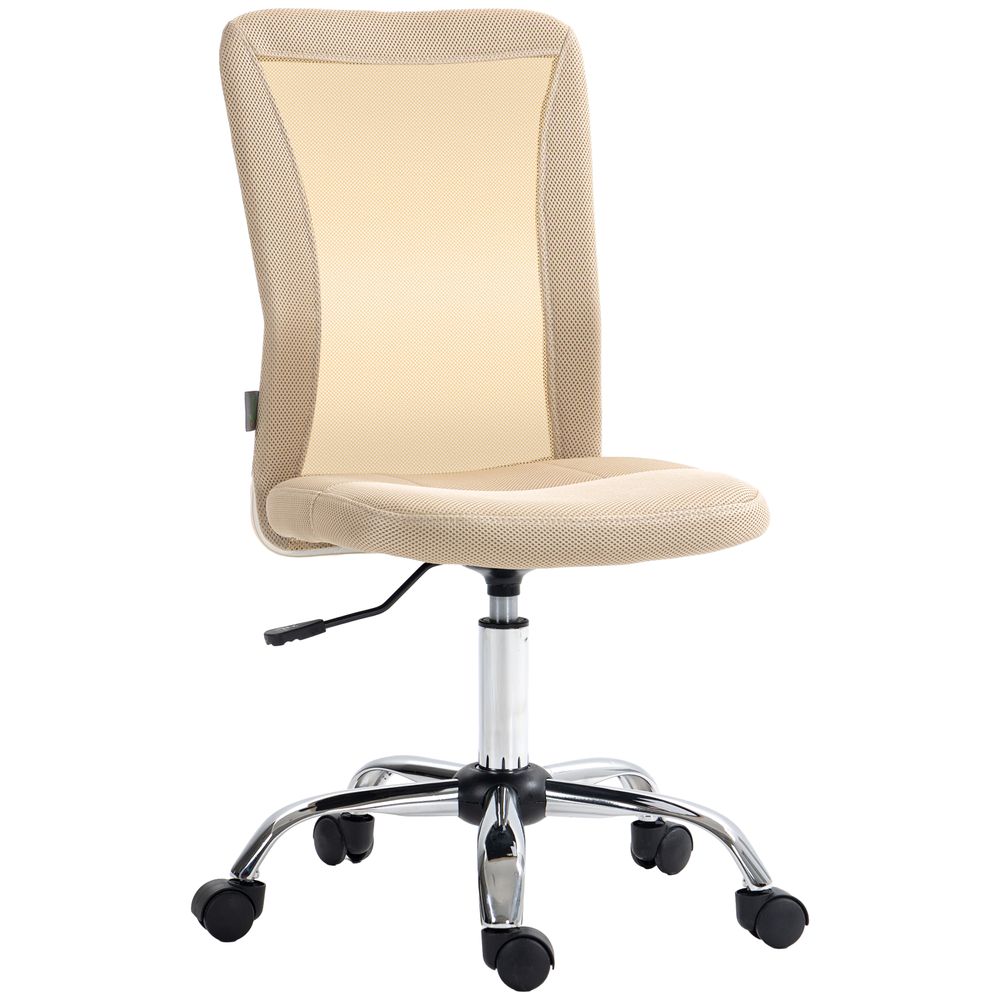 Vinsetto Armless Office Chair with Adjustable Height Mesh Back Wheels Beige - Office Chair from Vinsetto