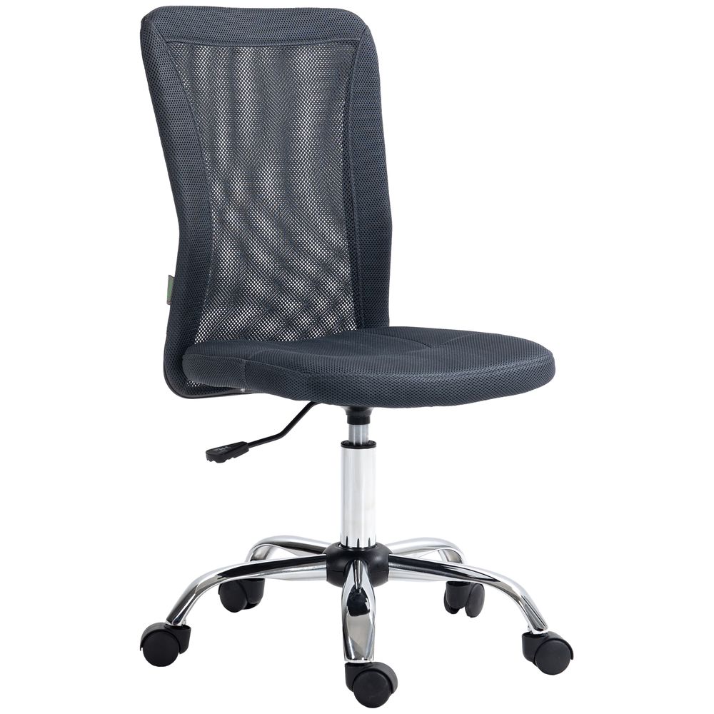 Vinsetto Armless Office Chair with Adjustable Height Mesh Back Wheels Dark Grey - Office Chair from Vinsetto