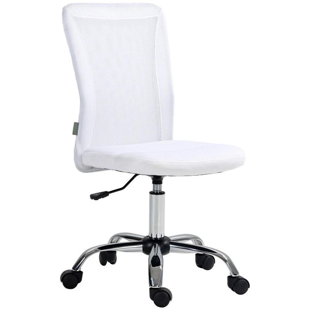 Vinsetto Armless Office Chair with Adjustable Height Mesh Back Wheels White by Vinsetto