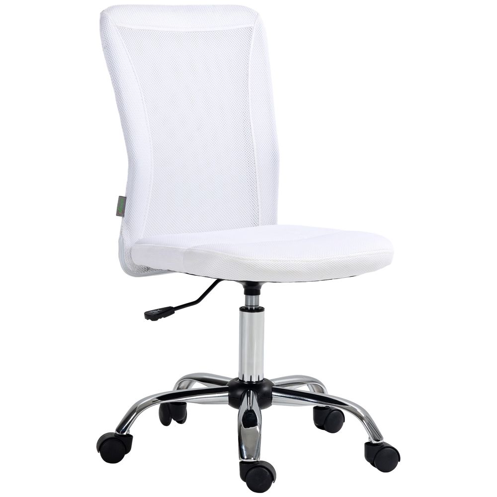 Vinsetto Armless Office Chair with Adjustable Height Mesh Back Wheels White - Office Chair from Vinsetto