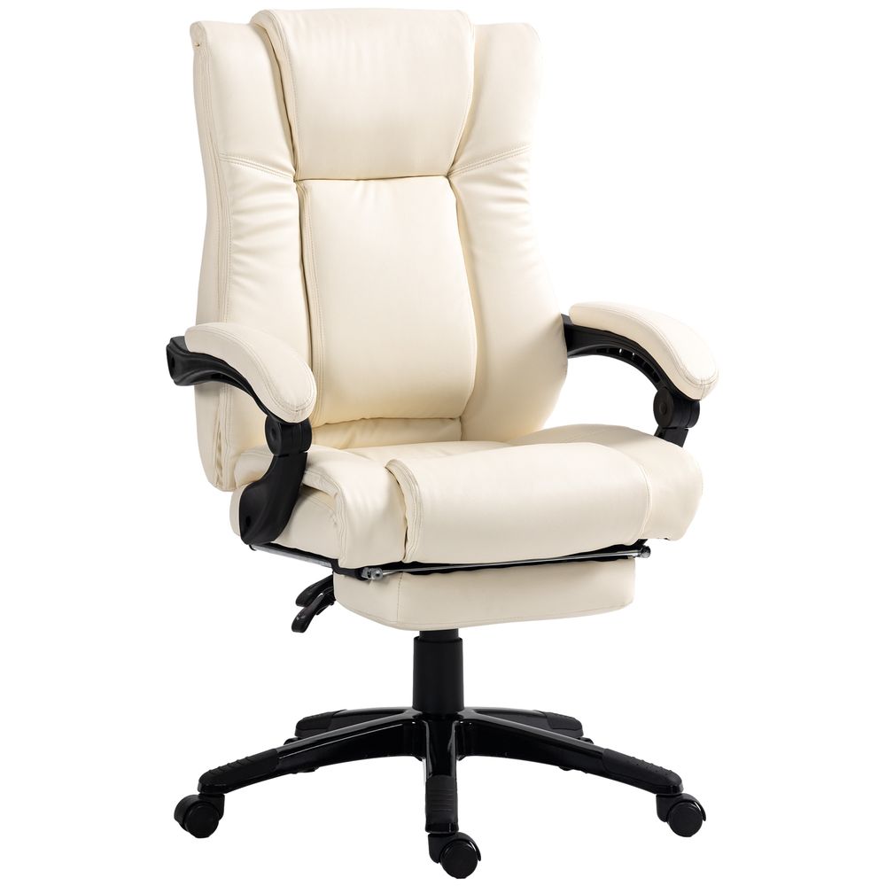 Vinsetto Executive Home Office Chair High Back Recliner, with Foot Rest, Cream - Office Chair from Vinsetto
