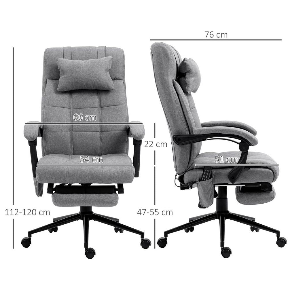 Vinsetto Fabric Vibration Massage Office Chair with Heat, Head Pillow, Grey - Office Chair from Vinsetto