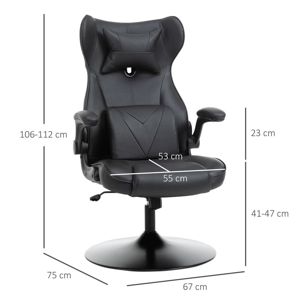 Vinsetto Gaming Chair Home Office Chair w/ Swivel Pedestal Base Lumbar Support - Office Chair from Vinsetto