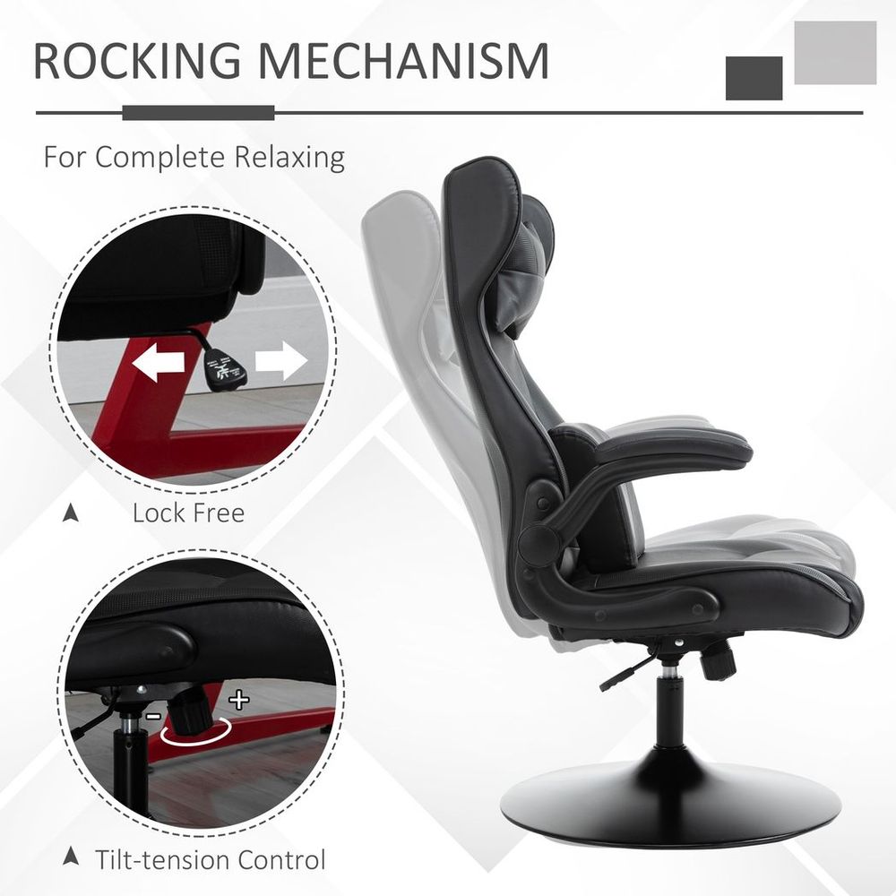 Vinsetto Gaming Chair Home Office Chair w/ Swivel Pedestal Base Lumbar Support - Office Chair from Vinsetto