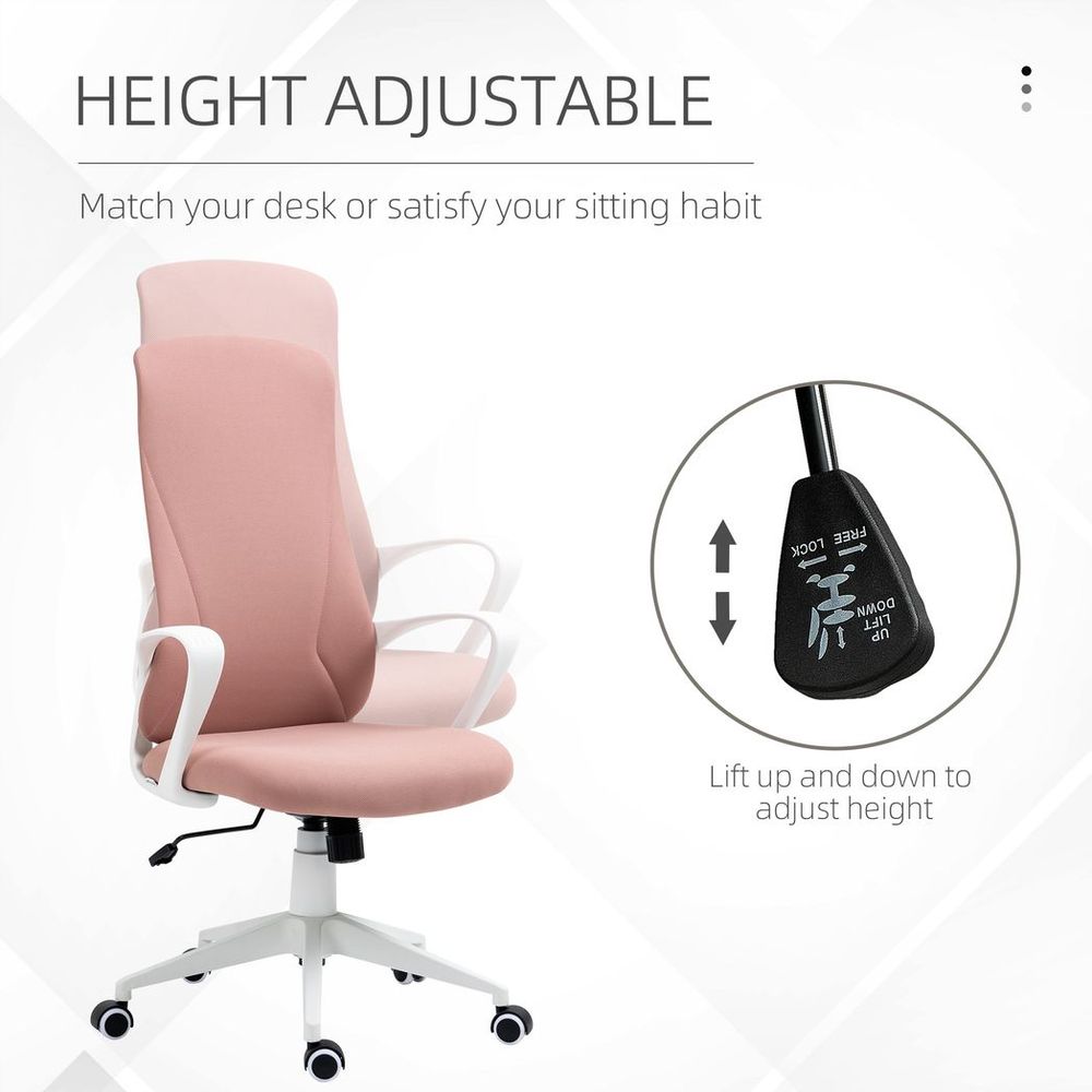 Vinsetto High-Back Home Office Chair Height Adjustable Elastic Desk Chair Pink - Office Chair from Vinsetto