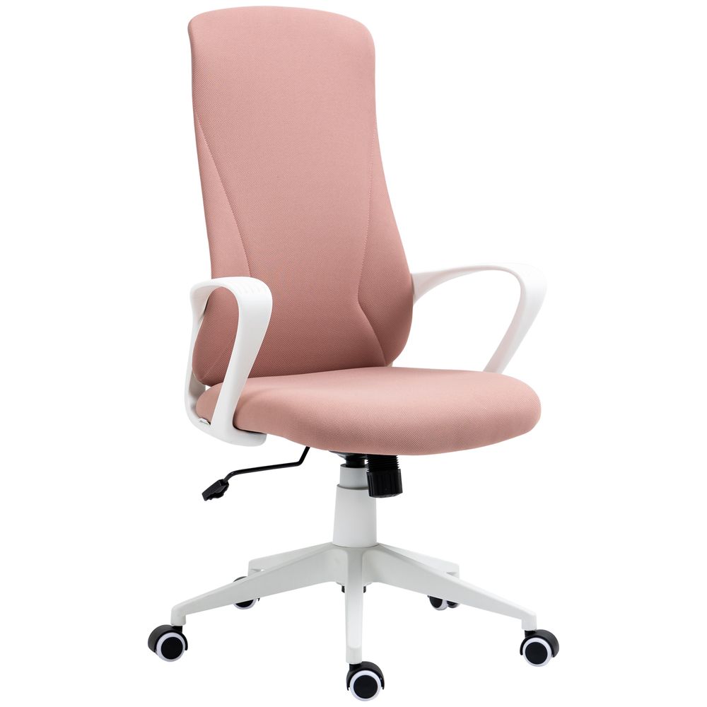 Vinsetto High-Back Home Office Chair Height Adjustable Elastic Desk Chair Pink - Office Chair from Vinsetto