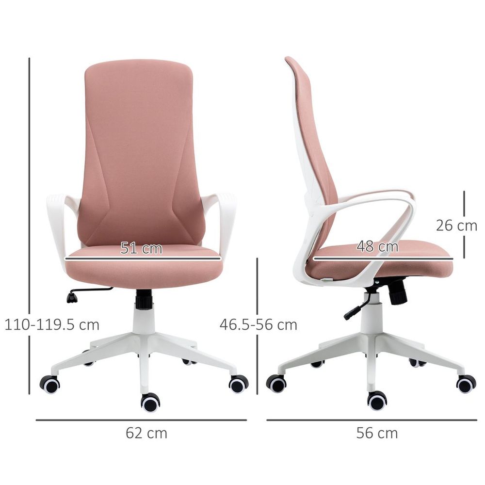 Vinsetto High-Back Home Office Chair Height Adjustable Elastic Desk Chair Pink - Office Chair from Vinsetto
