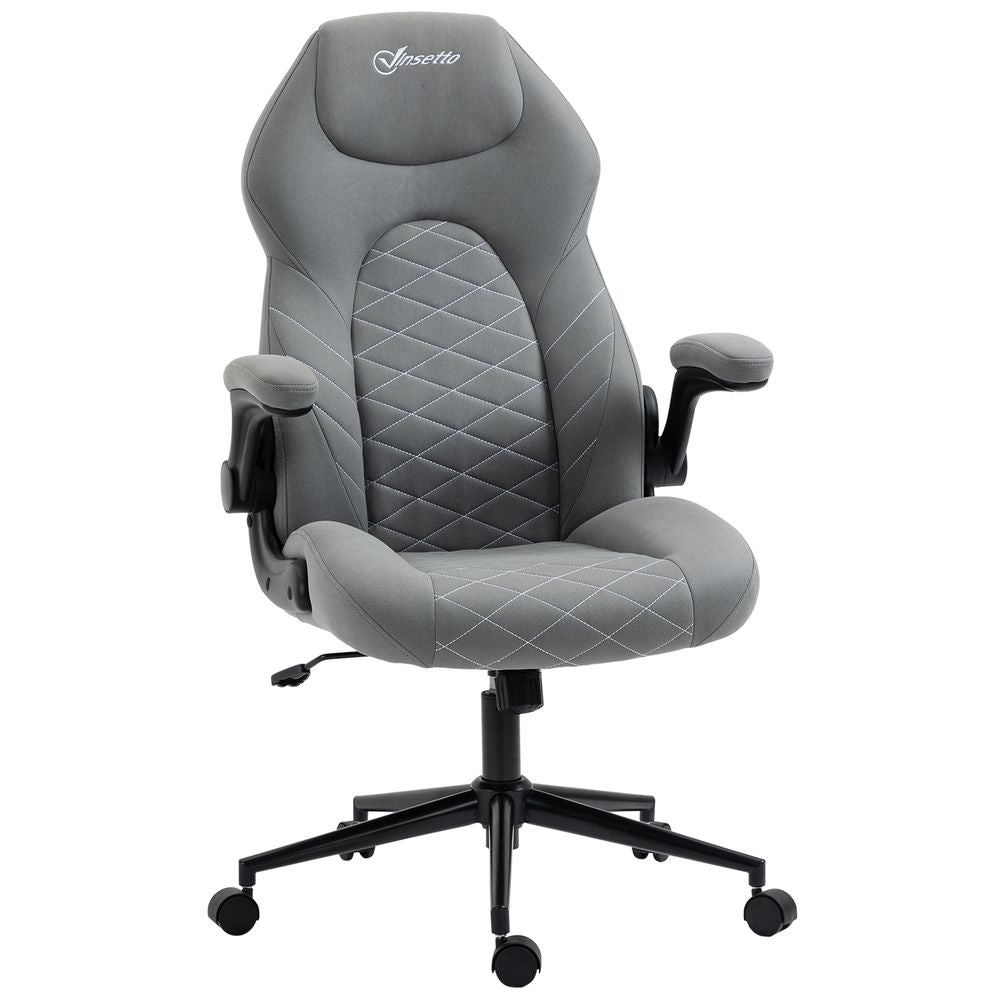Vinsetto High-Back Home Office Chair w/ Flip Up Armrests Swivel Seat Light Grey - Office Chair from Vinsetto