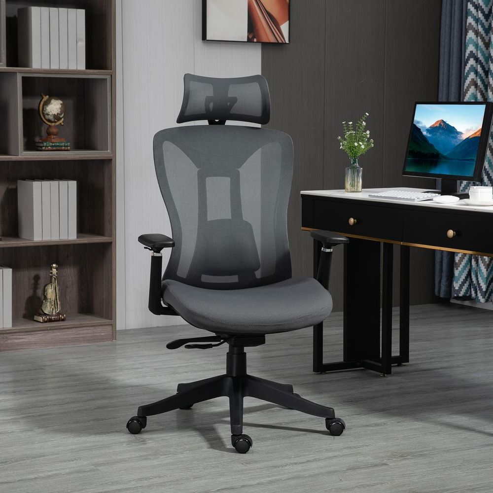 Vinsetto Mesh Office Chair for Home with Lumbar Support, Sliding Seat, 3D Arm - Office Chair from Vinsetto