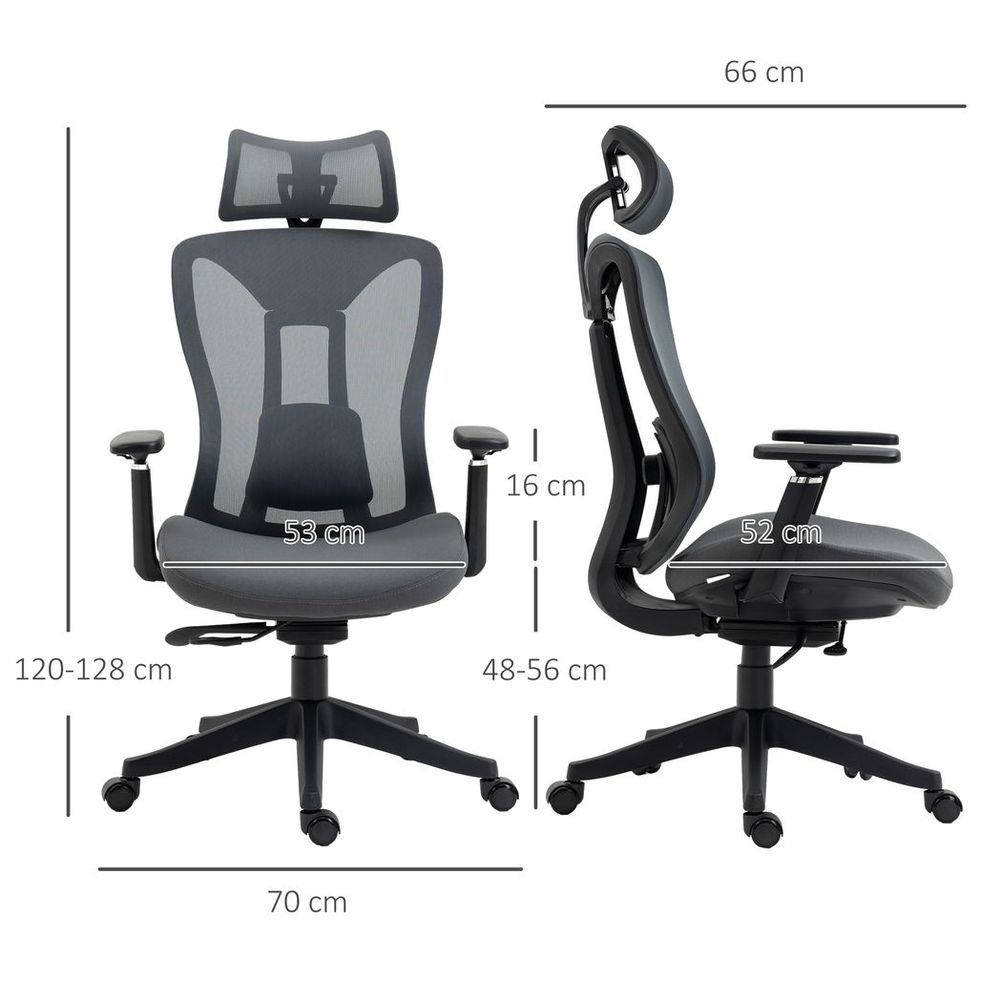 Vinsetto Mesh Office Chair for Home with Lumbar Support, Sliding Seat, 3D Arm - Office Chair from Vinsetto