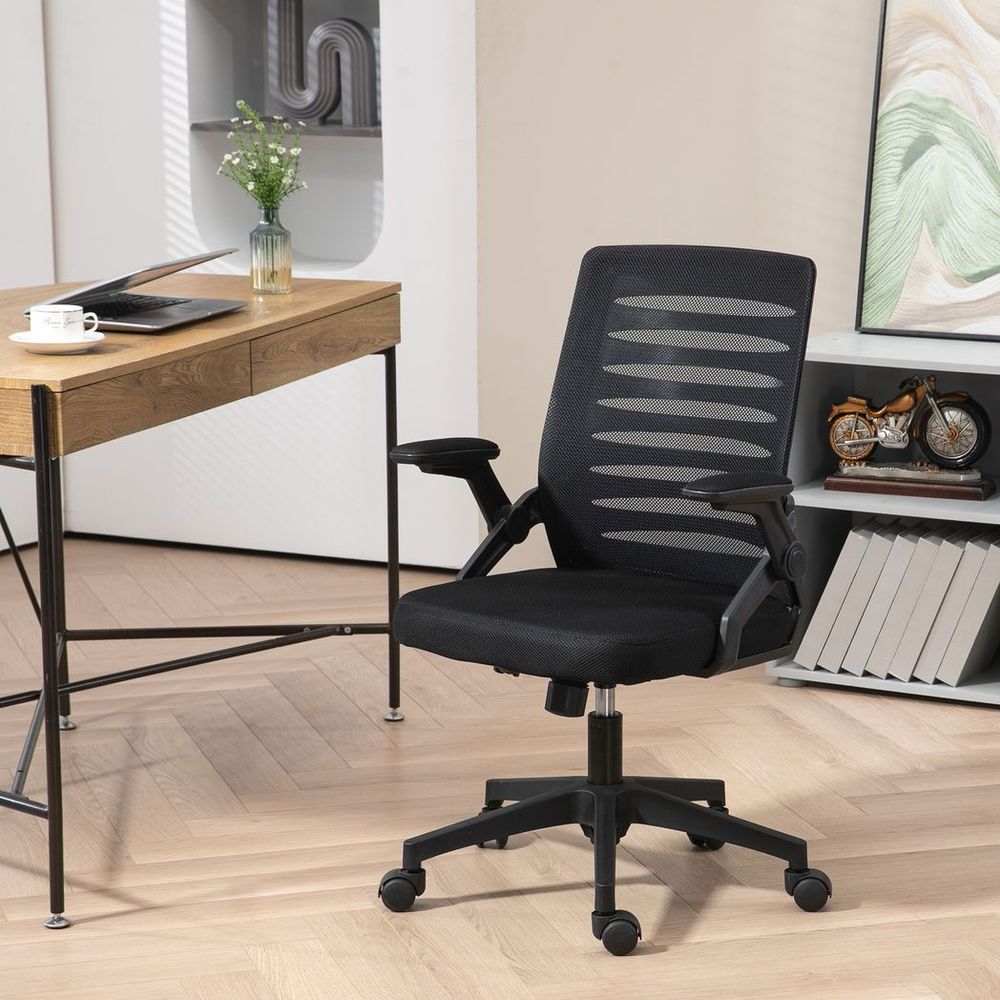Vinsetto Mesh Office Chair Home Swivel Task Chair w/ Lumbar Support, Arm, Black - Office Chair from Vinsetto