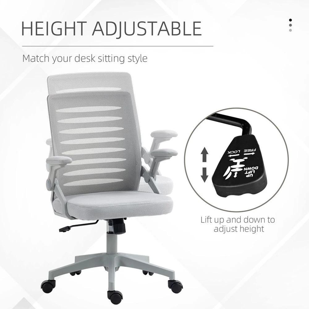 Vinsetto Vinsetto Mesh Office Chair Home Swivel Task Chair w/ Lumbar Support, Arm, Grey - Office Chair