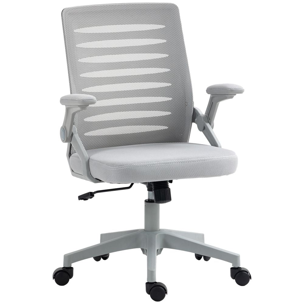 Vinsetto Mesh Office Chair Home Swivel Task Chair w/ Lumbar Support, Arm, Grey - Office Chair from Vinsetto