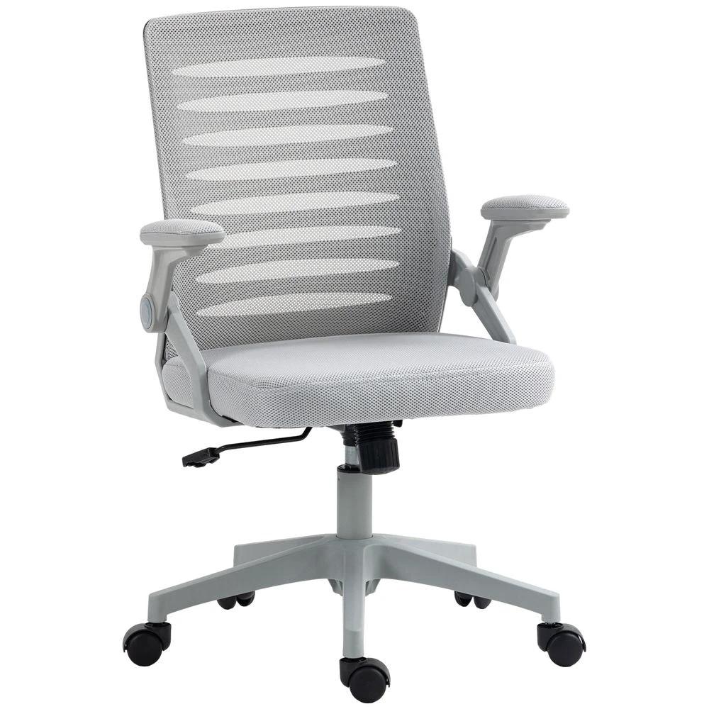 Vinsetto Vinsetto Mesh Office Chair Home Swivel Task Chair w/ Lumbar Support, Arm, Grey - Office Chair