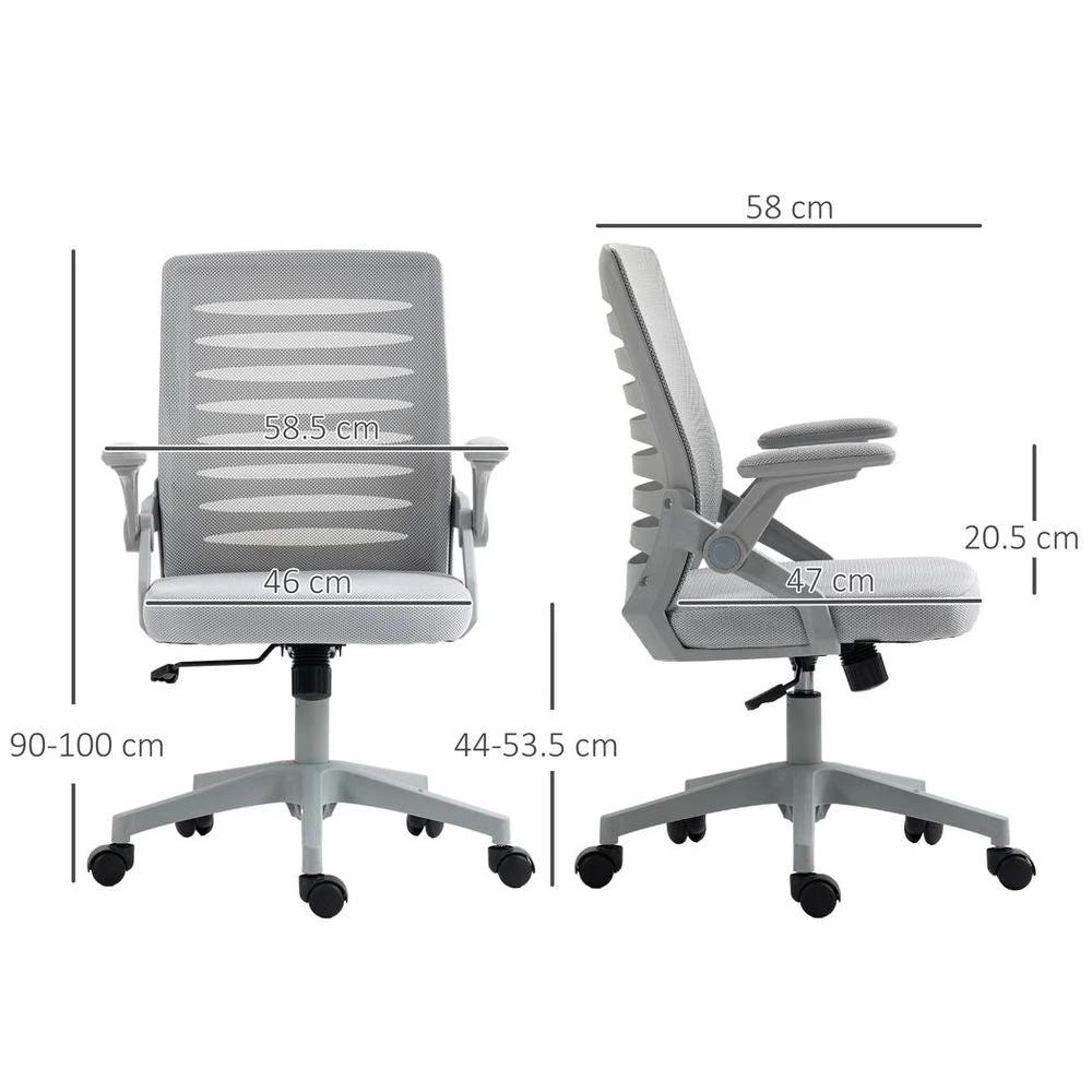 Vinsetto Vinsetto Mesh Office Chair Home Swivel Task Chair w/ Lumbar Support, Arm, Grey - Office Chair