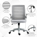 Vinsetto Vinsetto Mesh Office Chair Home Swivel Task Chair w/ Lumbar Support, Arm, Grey - Office Chair