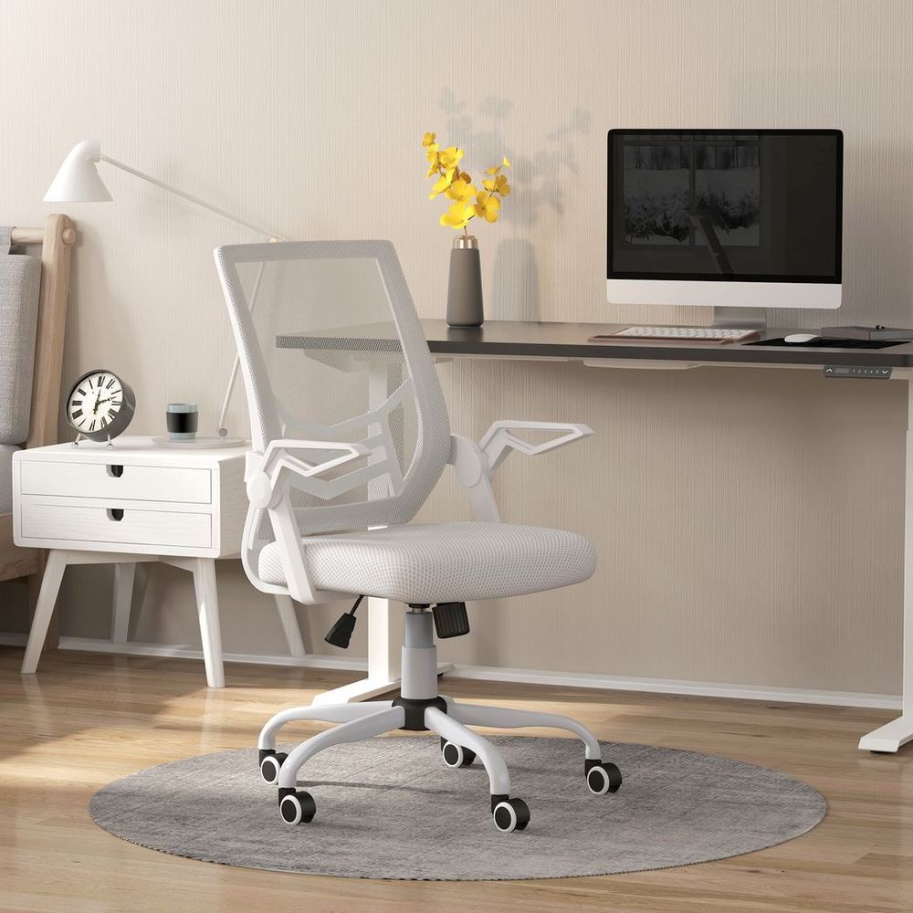 Vinsetto Mesh Swivel Office Chair Task Computer Chair w/ Lumbar Support, White - Office Chair from Vinsetto